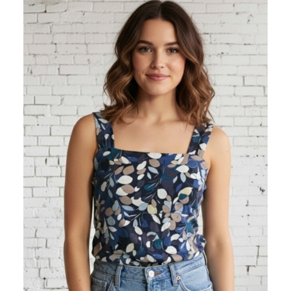 Ann Taylor Factory Leaf Print Tank Top Multicolor MP